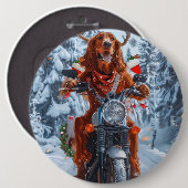 Irish Red Setter Dog Riding Motorrad Weihnachten Button (Vorne & Hinten)