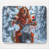Irish Red Setter Dog Riding Motorrad Weihnachten Mousepad (Vorne)
