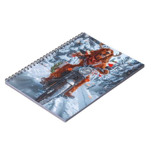 Irish Red Setter Dog Riding Motorrad Weihnachten Notizblock (Linke Seite)