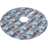 Irish Red Setter Dog Riding Motorrad Weihnachten Polyester Weihnachtsbaumdecke (Schrägansicht)