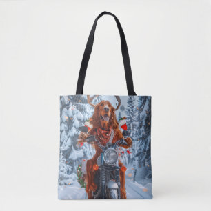 Irish Red Setter Dog Riding Motorrad Weihnachten Tasche