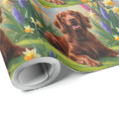 Irish Red Setter Dog Spring Blumen Malerei Geschenkpapier (Rolleneckpunkt)