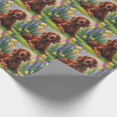 Irish Red Setter Dog Spring Blumen Malerei Geschenkpapier (Ecke)