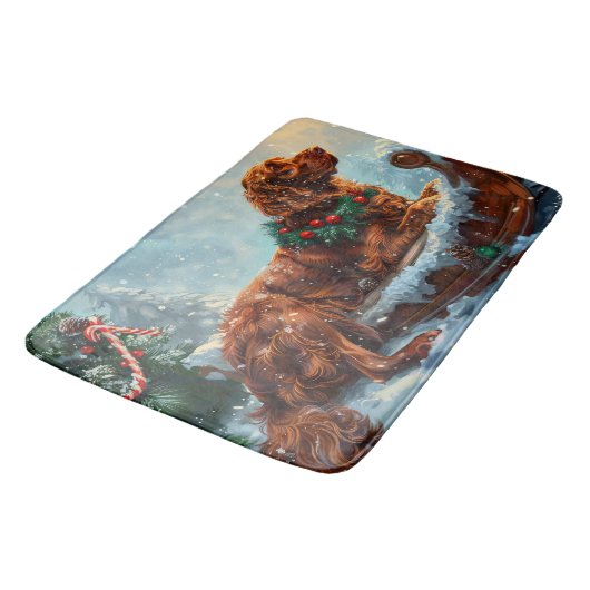 Irish Red Setter Dog Weihnachtsfest Badematte (Schrägansicht)