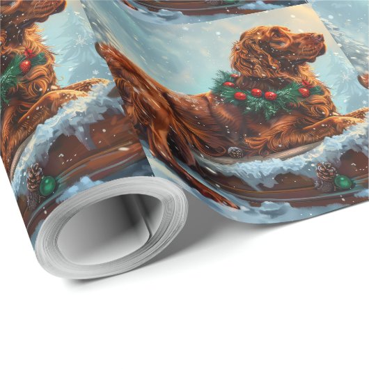 Irish Red Setter Dog Weihnachtsfest Geschenkpapier (Rolleneckpunkt)