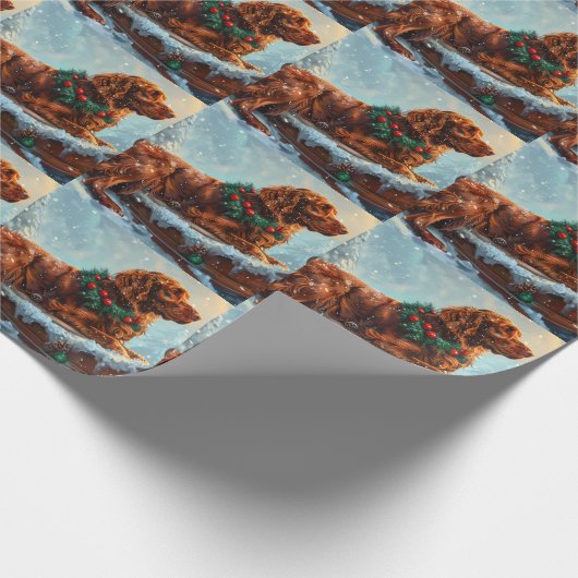 Irish Red Setter Dog Weihnachtsfest Geschenkpapier (Ecke)