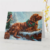 Irish Red Setter Dog Weihnachtsfest Karte (Gelbe Blume)