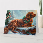 Irish Red Setter Dog Weihnachtsfest Karte (Vorderseite)