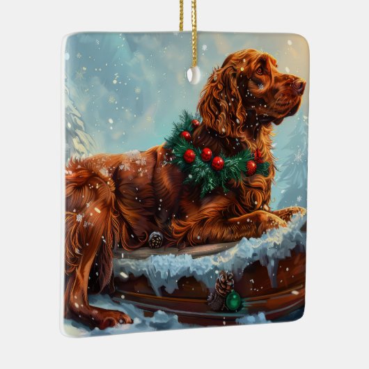 Irish Red Setter Dog Weihnachtsfest Keramikornament (Rechts)