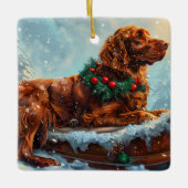 Irish Red Setter Dog Weihnachtsfest Keramikornament (Vorderseite)