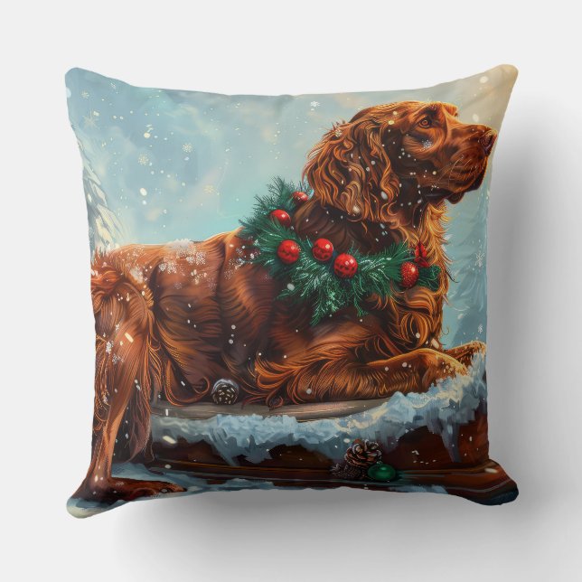 Irish Red Setter Dog Weihnachtsfest Kissen (Rückseite)