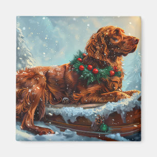 Irish Red Setter Dog Weihnachtsfest Magnet