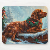 Irish Red Setter Dog Weihnachtsfest Mousepad (Vorne)