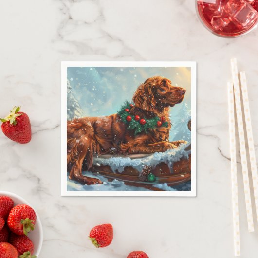 Irish Red Setter Dog Weihnachtsfest Serviette (Beispiel)