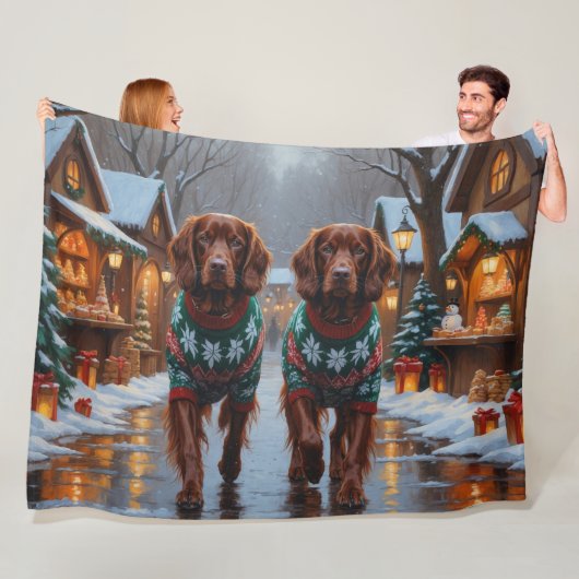 Irish Red Setter Dogs Christmas Snow Holiday Fleecedecke (Beispiel)