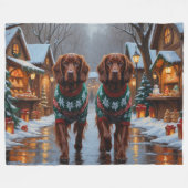 Irish Red Setter Dogs Christmas Snow Holiday Fleecedecke (Vorderseite (Horizontal))