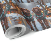 Irish Red Setter Dogs Christmas Snow Holiday Geschenkpapier (Rolleneckpunkt)