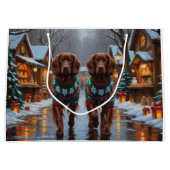 Irish Red Setter Dogs Christmas Snow Holiday Große Geschenktüte (Vorderseite)