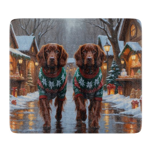 Irish Red Setter Dogs Christmas Snow Holiday Schneidebrett (Vorderseite)