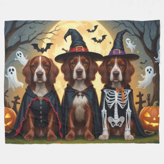 Irish Red Setter Dogs Pumpkin Halloween Funny Fleecedecke (Vorderseite (Horizontal))
