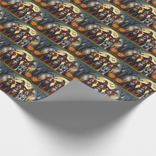 Irish Red Setter Dogs Pumpkin Halloween Funny Geschenkpapier (Ecke)