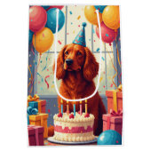 Irish-Red-Setter-Geburtstagsfeier Mittlere Geschenktüte (Rückseite)