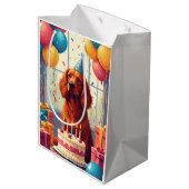 Irish-Red-Setter-Geburtstagsfeier Mittlere Geschenktüte (Rückseite Schrägansicht)