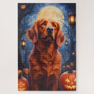 Irish Red Setter Gothic Halloween-Porträt Puzzle