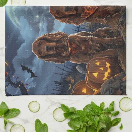 Irish Red Setter Halloween Spooky Geschirrtuch (Gefaltet)