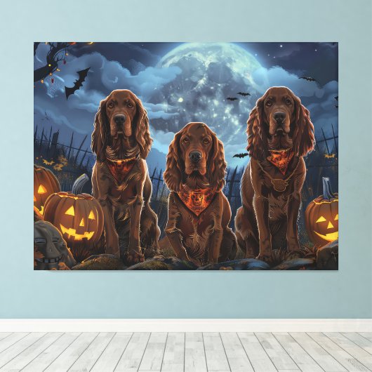 Irish Red Setter Halloween Spooky Leinwanddruck (Insitu (Holzboden))