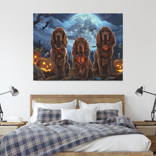 Irish Red Setter Halloween Spooky Leinwanddruck (Insitu (Schlafzimmer))