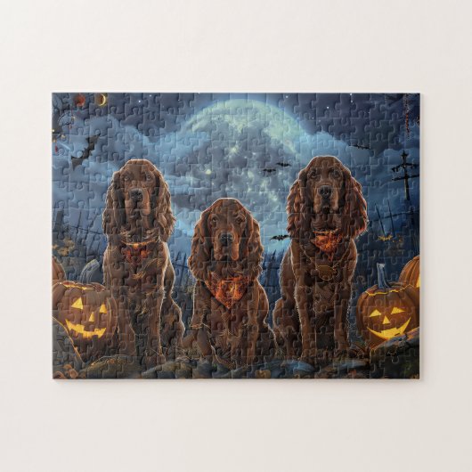 Irish Red Setter Halloween Spooky Puzzle (Horizontal)