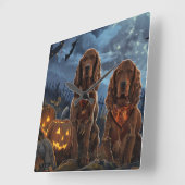 Irish Red Setter Halloween Spooky Quadratische Wanduhr (Winkel)