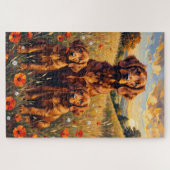 Irish Red Setter Herbstwiese Kunst Puzzle (Horizontal)