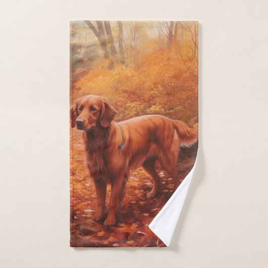 Irish Red Setter im Herbst Leaves Fall Inspiriert Badhandtuch Set (Handtuch)