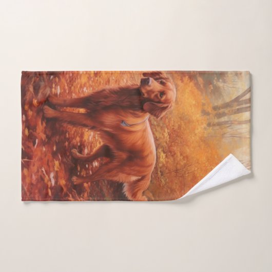 Irish Red Setter im Herbst Leaves Fall Inspiriert Badhandtuch Set (Handtuch)