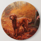 Irish Red Setter im Herbst Leaves Fall Inspiriert Button (Vorderseite)
