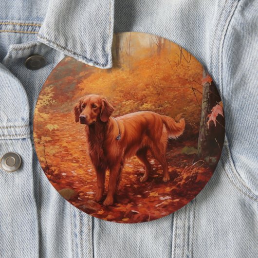 Irish Red Setter im Herbst Leaves Fall Inspiriert Button (Beispiel)