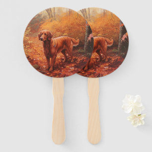 Irish Red Setter im Herbst Leaves Fall Inspiriert Fächer