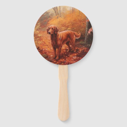 Irish Red Setter im Herbst Leaves Fall Inspiriert Fächer (Vorderseite)