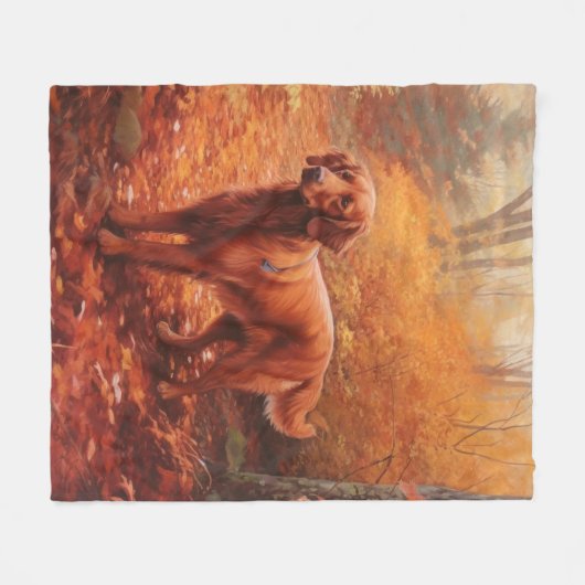 Irish Red Setter im Herbst Leaves Fall Inspiriert Fleecedecke (Vorderseite (Horizontal))