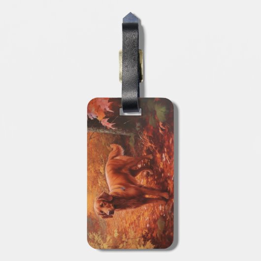 Irish Red Setter im Herbst Leaves Fall Inspiriert Gepäckanhänger (Rückseite vertikal)