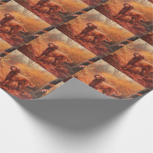 Irish Red Setter im Herbst Leaves Fall Inspiriert Geschenkpapier (Ecke)
