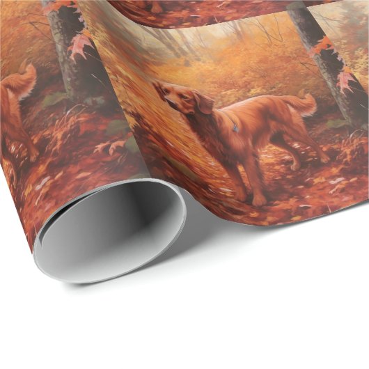 Irish Red Setter im Herbst Leaves Fall Inspiriert Geschenkpapier (Rolleneckpunkt)
