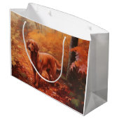 Irish Red Setter im Herbst Leaves Fall Inspiriert Große Geschenktüte (Rückseite Schrägansicht)