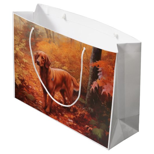 Irish Red Setter im Herbst Leaves Fall Inspiriert Große Geschenktüte (Rückseite Schrägansicht)
