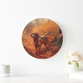 Irish Red Setter im Herbst Leaves Fall Inspiriert Große Wanduhr (Zuhause)