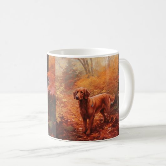 Irish Red Setter im Herbst Leaves Fall Inspiriert Kaffeetasse (VorderseiteRechts)