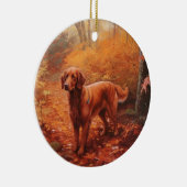 Irish Red Setter im Herbst Leaves Fall Inspiriert Keramik Ornament (Rechts)