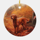 Irish Red Setter im Herbst Leaves Fall Inspiriert Keramik Ornament (Hinten)